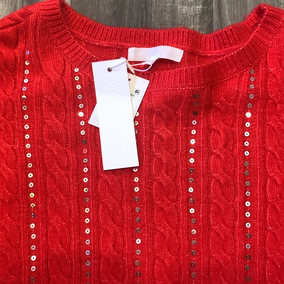 Adyson Parker NWT Pullover Sweater Racing Red Silver Sequins  Size Large - Picture 4 of 13